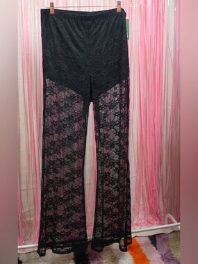Wild Fable Black Sheer Lace Pants SZ L